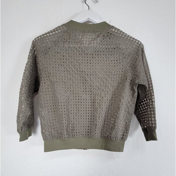 COLZA Womens Olive Green Semi-Sheer Zip-Front Bomber Jacket Medium Lightweight - Picture 2 of 8